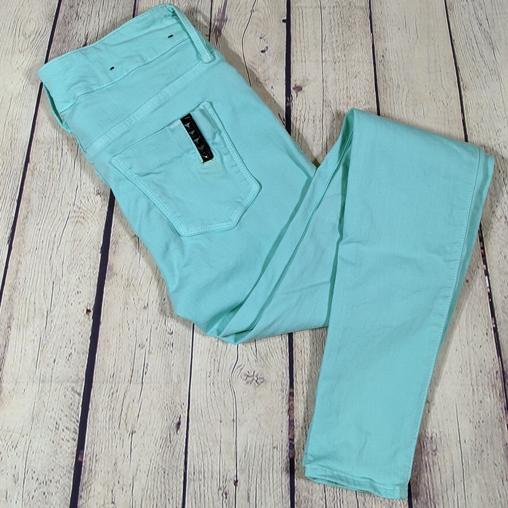 Black Orchid Teal Blue Skinny Jeans 26 Studded